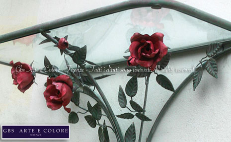 Consolle mensola Rose in tempera