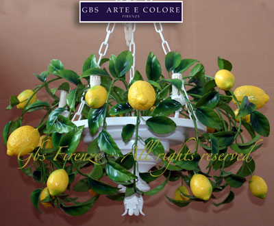 Wrought Iron Chandelier with Lemons