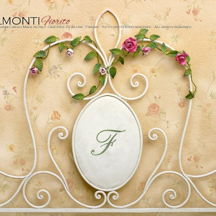 Fermatenda da Muro Vintage Shabby Chic Motivo Rosa Colore Avorio