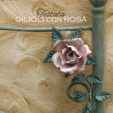 Letto Gilioli con Rosa. Tempera verde e rosa. Colori opachi. Camera romantica