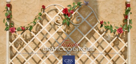 Letto Graticcio di Rose con Farfalla. Ferro battuto