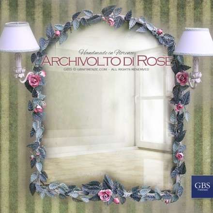 Specchio Archivolto di Rose. Per la camera da letto, cameretta, sala da bagno.