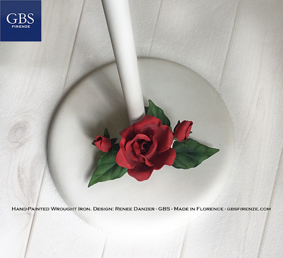 Appendiabiti da terra. Bouquet di Rose. Ferro battuto e decorato a mano. Design: Renee Danzer. Made in Italy