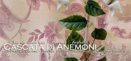 Asta da tenda con Anemoni, Fiocco e Farfalle. In ferro battuto. Su misura. Design italiano. Made in Florence