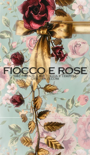 Fiocco e Rose. Asta da tenda. Oro e tempera. Su misura