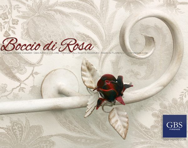 Asta da tenda Boccio di Rosa. Rosa rosso scuro. Colori personalizzati. Su misura. Casa romantica.