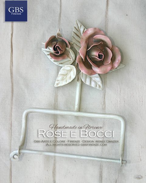 Bagno Rose e Bocci. Accessorio per la sala da bagno, Porta Rotolo da parete