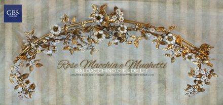 Ciel de Lit Baldacchino, Ferro bautte, Rose Macchia, Oro, Mughetti