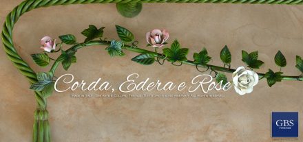 Corrimano su misura. Ferro battuto. Edera e Rose. Corda e nappe.