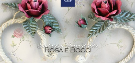 Fermatenda Embrasse. Design Romantico. Shabby con Rose in tempera