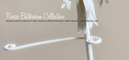 Portasciugamani da terra. Ferro forgiato. Collezione fiocco. Ferro battuto e decorato a mano