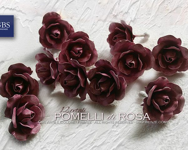 Pomelli di Rosa. Versione a 12 petali. Ferro battuto e decorato a mano. Colori personalizzati