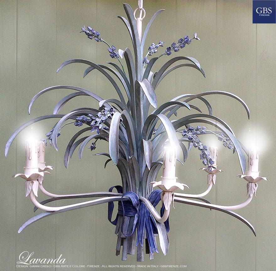 Lavanda Chandelier. Lampadario a 5 Luci. Collezione Country