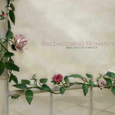 Letto Baldacchino Romantico (dettaglio della pediera). Rose Rampicanti