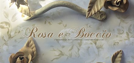 Maniglie Rosa e Boccio. Ferro battuto. Colore personalizzato. Per cassetti e armadi. o comodini camera da letto