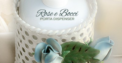 Porta-dispenser per sapone liquido. Stanza da bagno Rose e Bocci