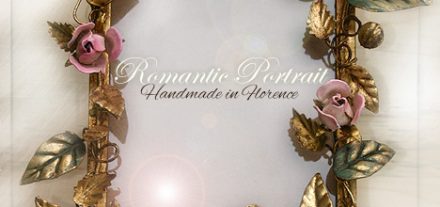 Portato romantica. Rose e Foglie. Oro. Ferro battuto. Su misura