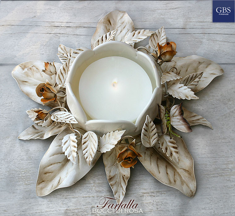 Rosebuds Centerpiece. Candle holder. GBS. Made in Florence